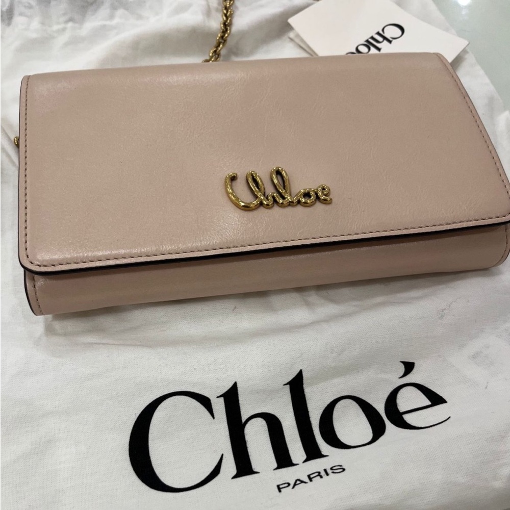 Chloe Blush Crossbody Bag with Gold Chain